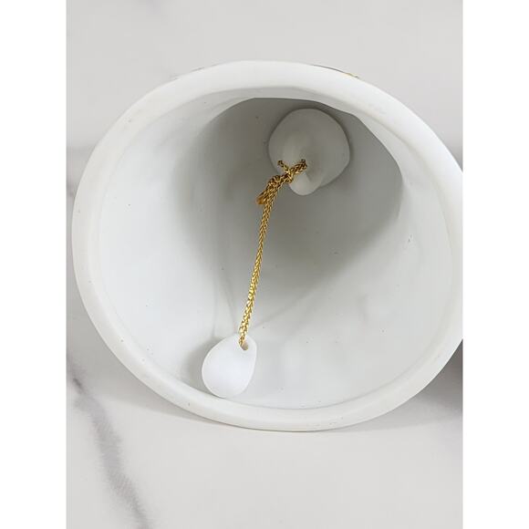 Christmas Village Square Bell Ornaments 4" Porcelain 90's Blue Lot of 2 Vintage - Picture 9 of 12